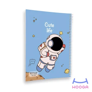 دفتر مشق مجلد 100 برگ سری cute life طرح فضانورد 1