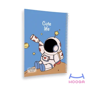 دفتر مشق مجلد 100 برگ سری cute life طرح فضانورد 2