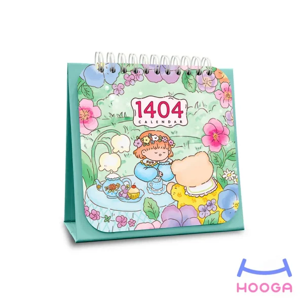 تقویم رومیزی 1404 طرح دختر و خرس