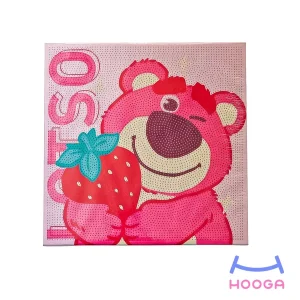 تابلو نقاشی الماسی 30×30 طرح خرس و توت فرنگی