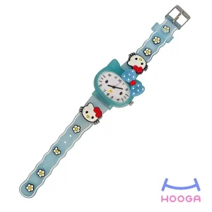 ساعت مچی طرح کیتی پاپیون دار - آبی